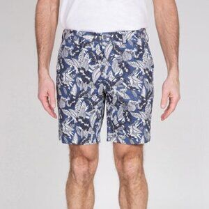 NEW Slate & Stone Men's Waist 31 Novelty Ross Printed Shorts Blue Parrot Floral